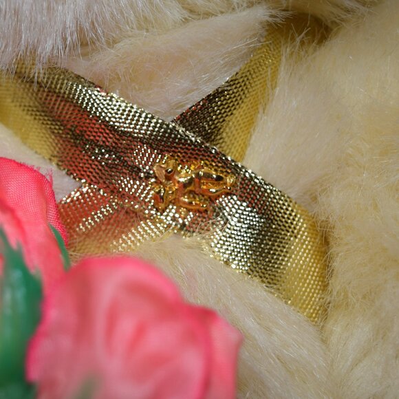 Vintage Annette Funicello Cream Angel Bear 16”Flowers Angel & Ear Pin - Picture 6 of 8